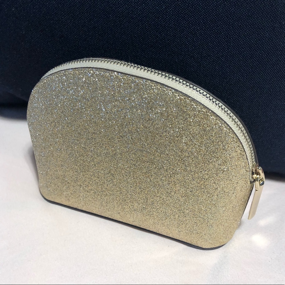 NWT Kate Spade Gold Sparkle Zippered Pouch - Picture 7 of 8